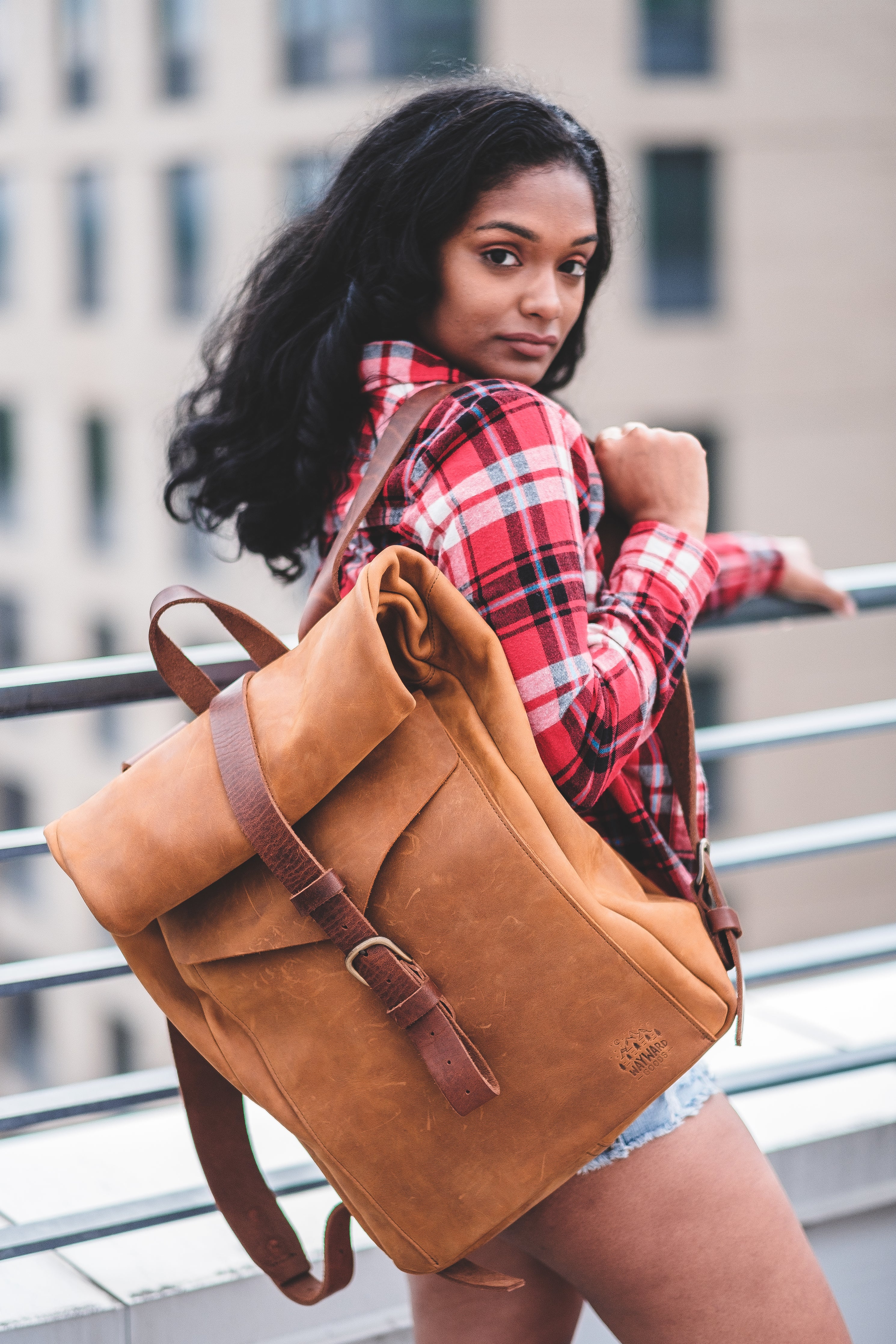 backpacks leather upper Leather Travel Backpack | Rolltop Bag